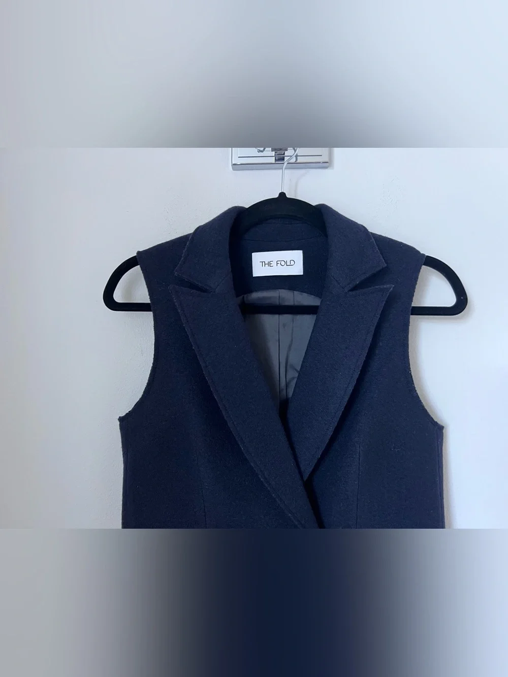 The Fold navy blue Sleeveless Double-Breasted Vest Coat